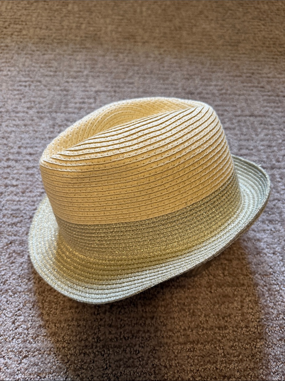 Women’s Metallic Gold and Beige Fedora Hat